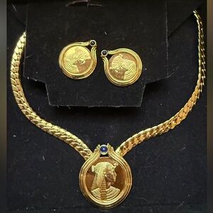 1987 Franklin Mint Rare Cleopatra Collection 22K Gold coated Coin Necklace Set